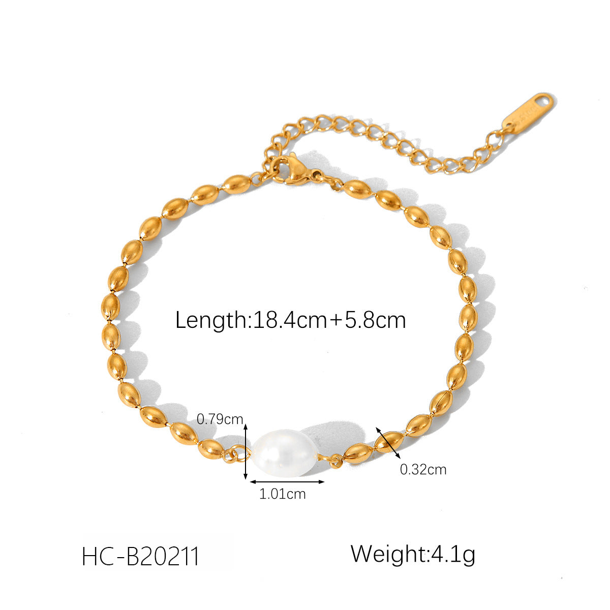 Stainless Steel 18K Gold-plated Bracelet, Non-fading, with Paperclip Chain Spacing, Freshwater Pearl Bracelet, Jewelry