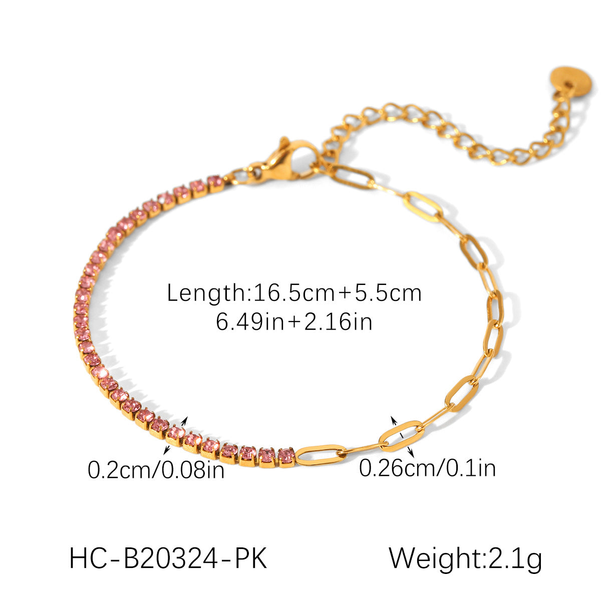 Elegant stainless steel cross chain, spliced with zircon chain, hand bracelet, temperament, versatile, titanium steel jewelry