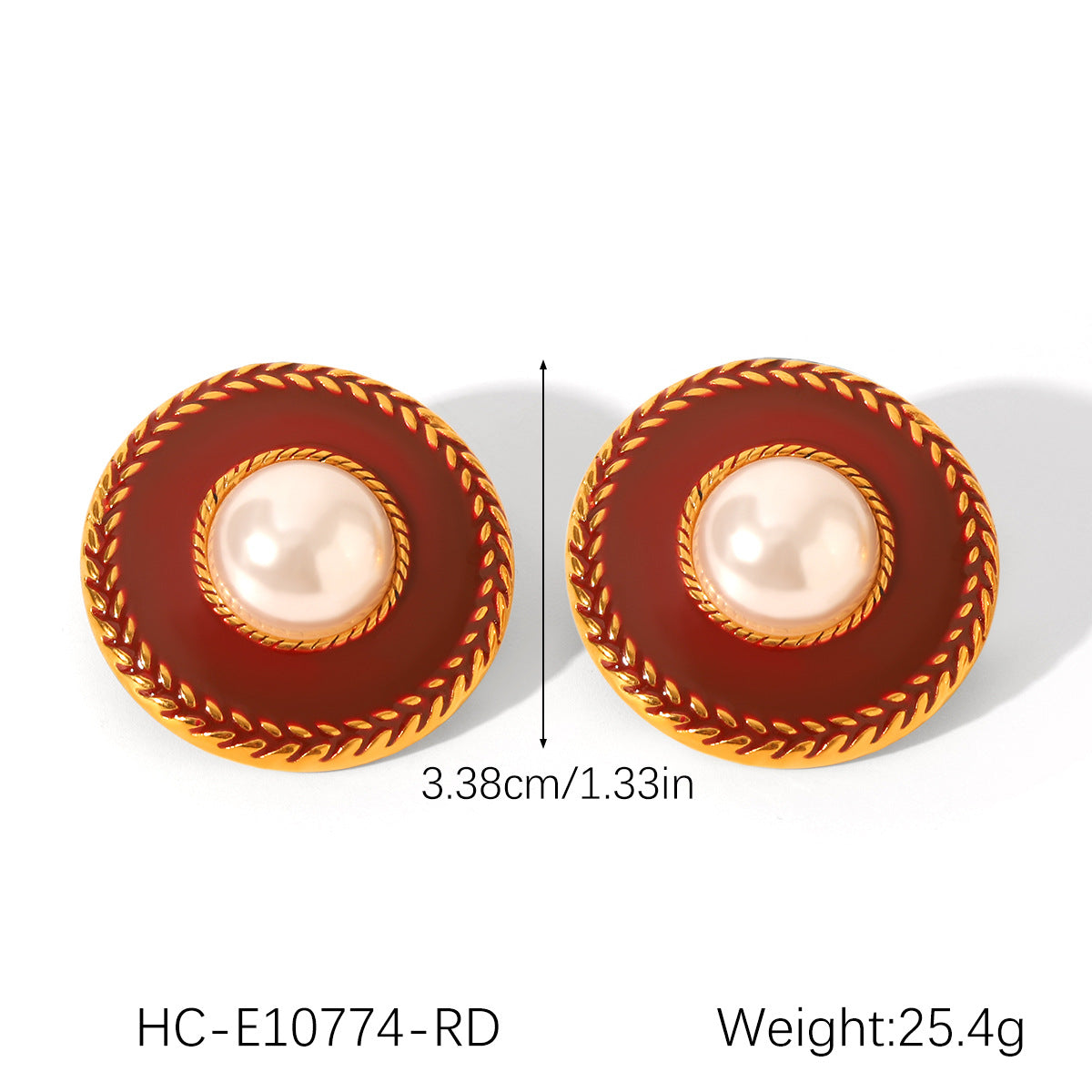Stainless Steel 18K Gold-plated Earrings with Fried Dough Twists Pattern, Flower Design, and Pearl Accents for Women, Non-fading Titanium Steel Earrings