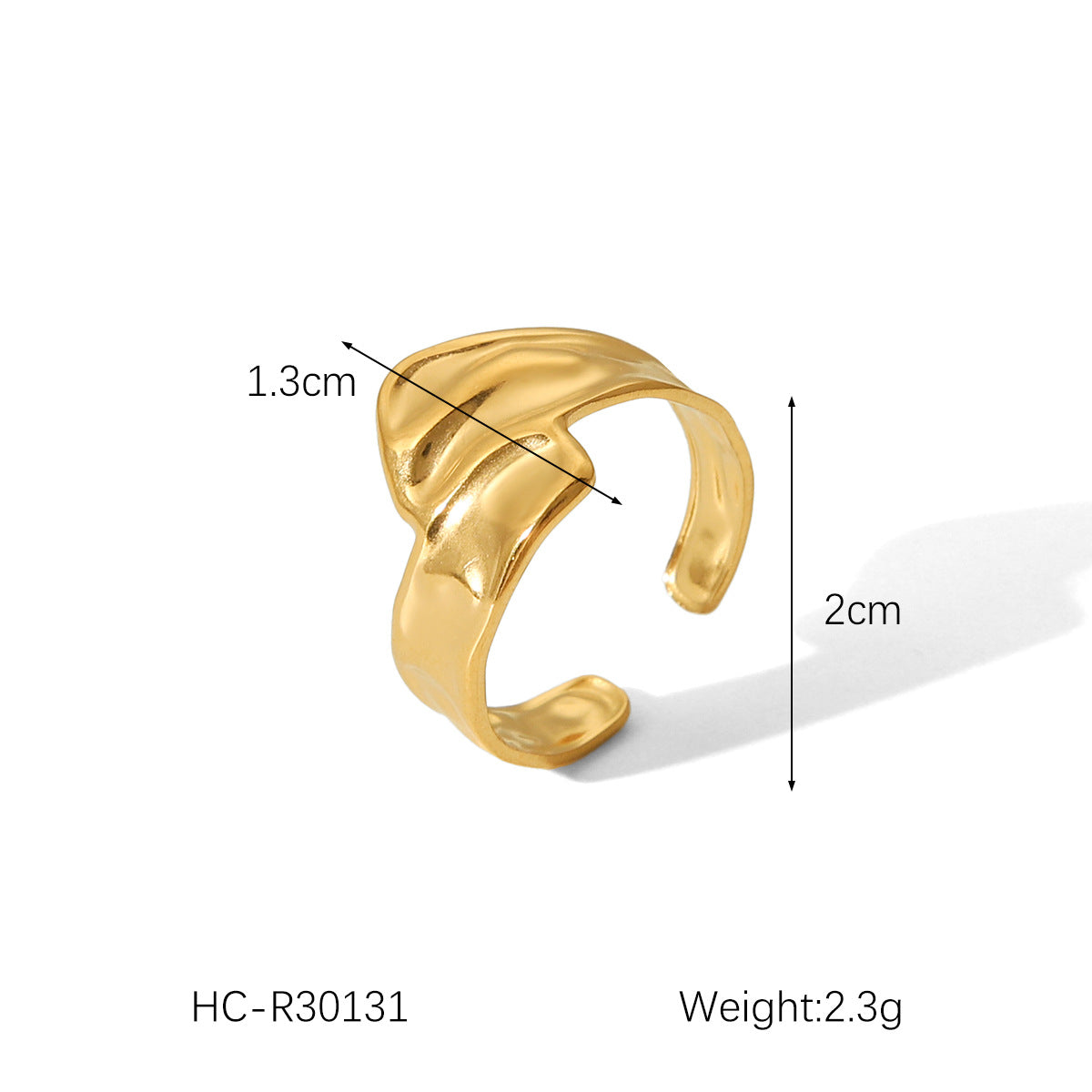 18K Gold Heart Stainless Steel Ring Female Open Ring Niche High-end Titanium Steel Ring Does Not Fade