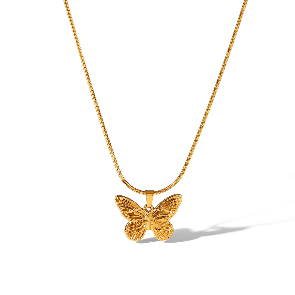 INS-style Fashionable and Minimalist Titanium Steel Necklace with 18K Gold Stainless Steel High-end Butterfly Pendant for Women