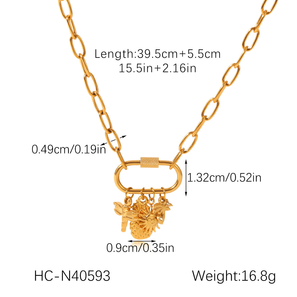 Stainless Steel Necklace with Coconut Tree and Sun DIY Jewelry Accessory, Detachable Climbing Buckle, Pendant, Cross Chain