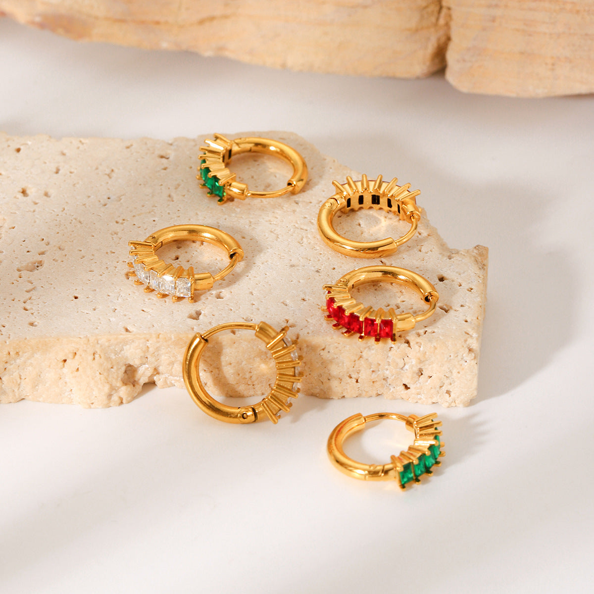 Earrings for Women, Fashionable and Luxurious, Made of Stainless Steel with Gold-plated Earrings and Inlaid with Zircon Titanium Steel Earrings