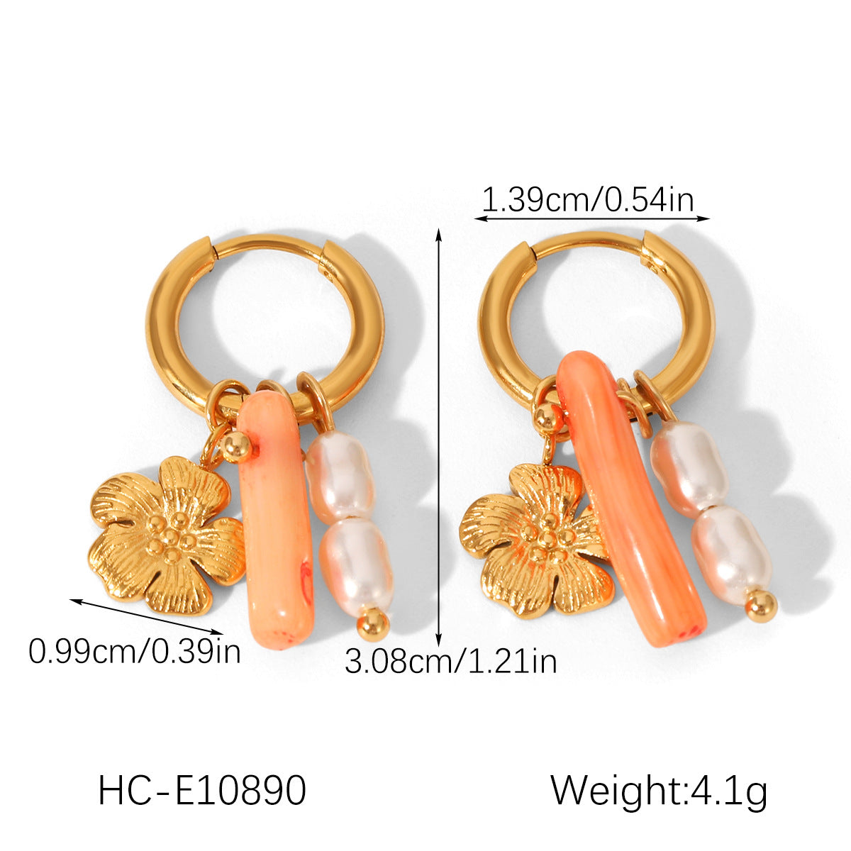 Flower Pearl Earrings, Light Luxury and High-end Stainless Steel Ear Hoop, Dopamine Earrings for Women