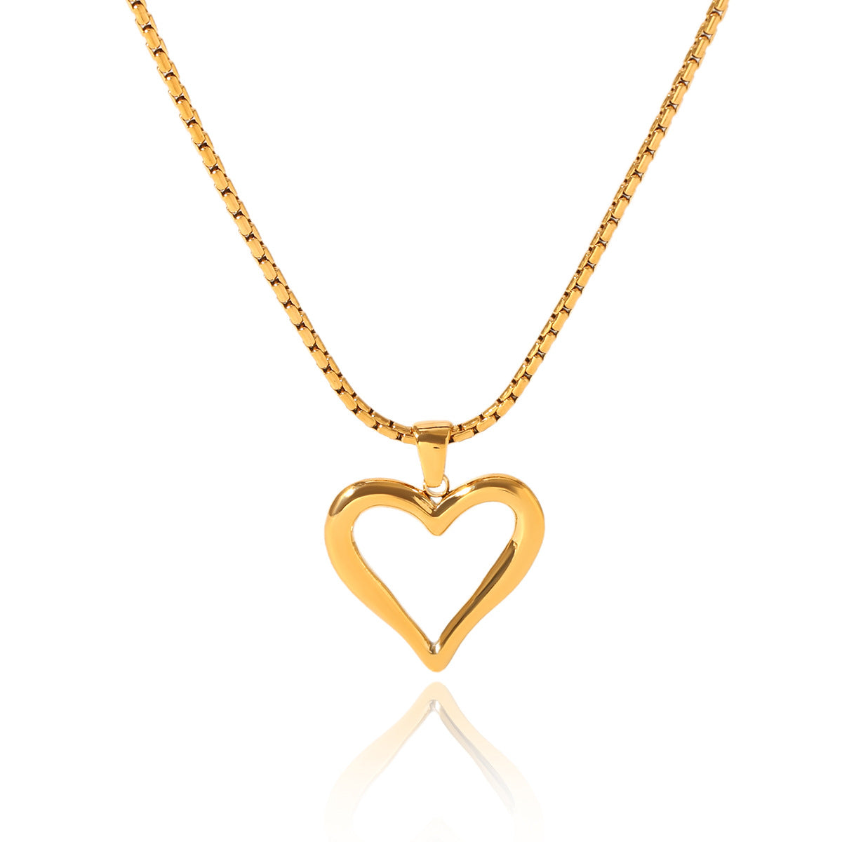 18K gold stainless steel hollow-out heart pendant necklace for women, fashionable and personalized, titanium steel, non-fading, clavicle chain