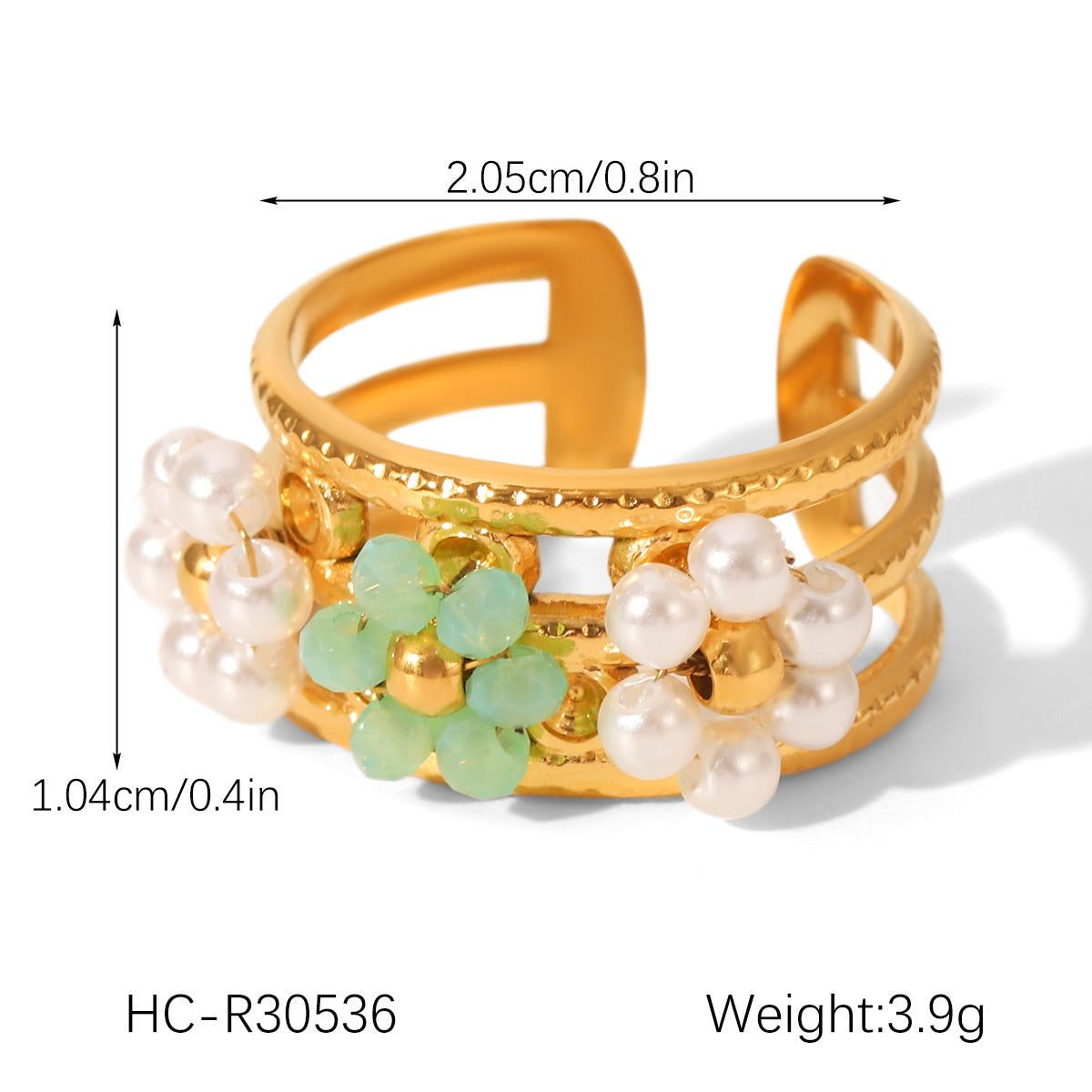 Pearl Ring, Niche Design, Hand Jewelry, Titanium Steel Open Ring, Women's Non-fading Flower Stainless Steel Finger Ring