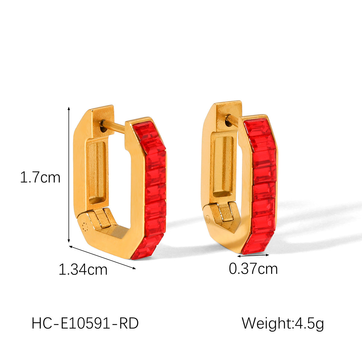 Fashionable U-shaped Stainless Steel Earrings for Women with A Sense of Luxury, Light and Luxurious, Set with Zirconium Square Earrings That Do Not Fade