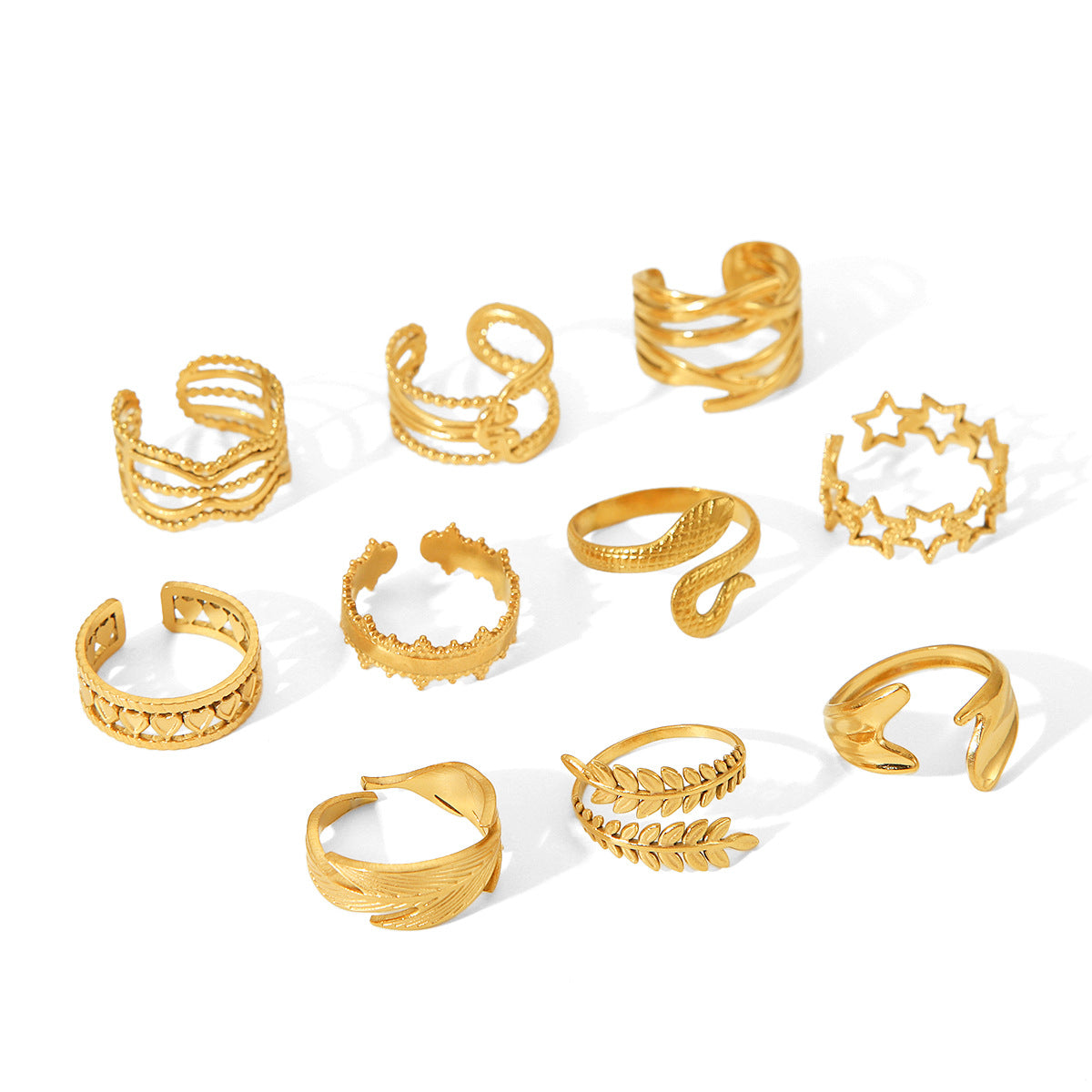 High-end 18K Gold Stainless Steel Open Ring Female Non-fading Ring Titanium Steel Jewelry