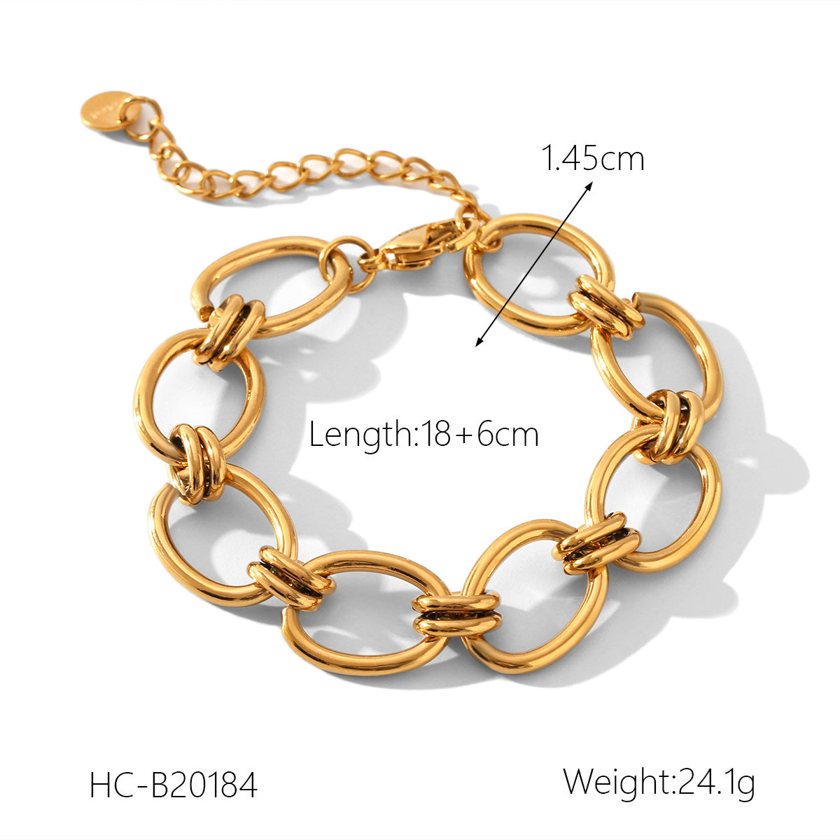 18K gold-plated stainless steel bracelet for women, INS style, fashionable round bead chain, handmade jewelry
