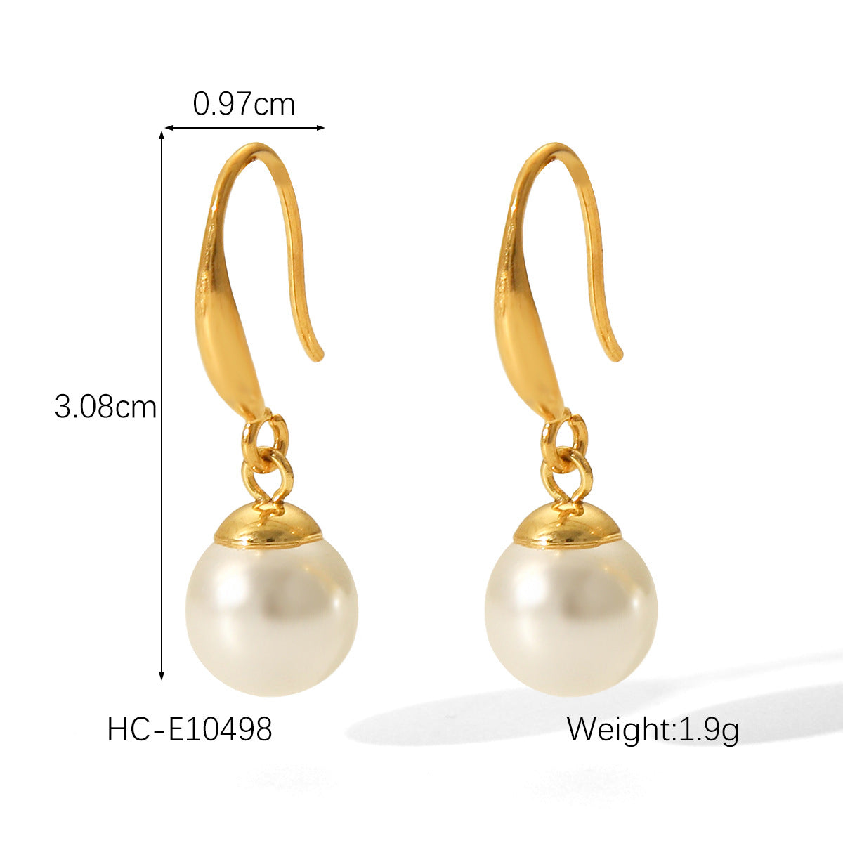 Stainless Steel Gold-plated Heart-shaped Pearl Earrings INS Style French High-end Feeling Gold Snake Titanium Steel Earrings for Women
