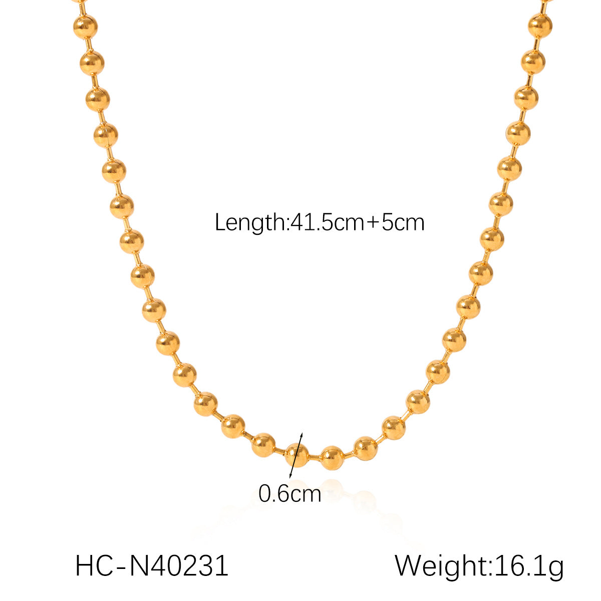 Stainless Steel Bead Chain Necklace and Bracelet for Women, Featuring High-end Titanium Steel Jewelry That Won't Fade