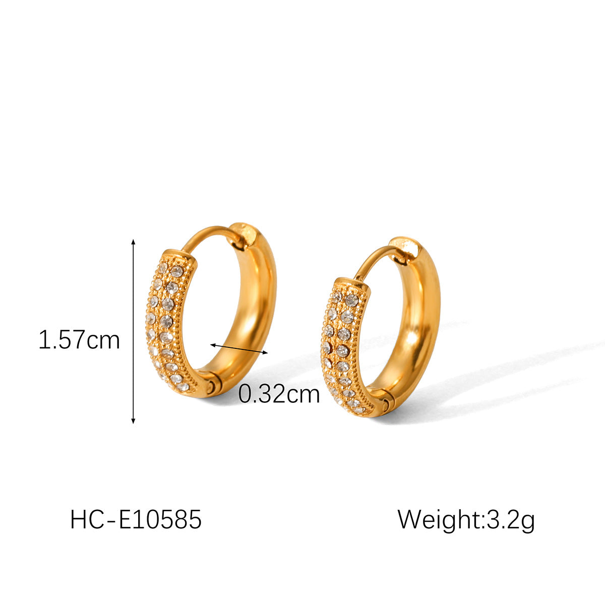 18K Gold Stainless Steel Diamond Studded Earrings for Women in INS Fashion, Simple and Versatile Titanium Steel Earrings