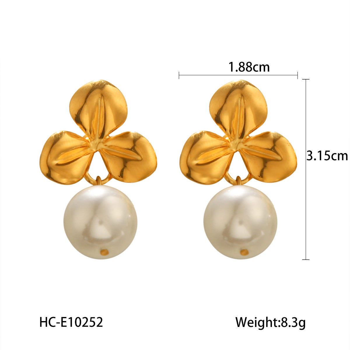 French Vintage Style Earrings, 18k Gold Stainless Steel Flower Earrings, Featuring A Sense of Design and Temperament, Versatile Pearl Earrings
