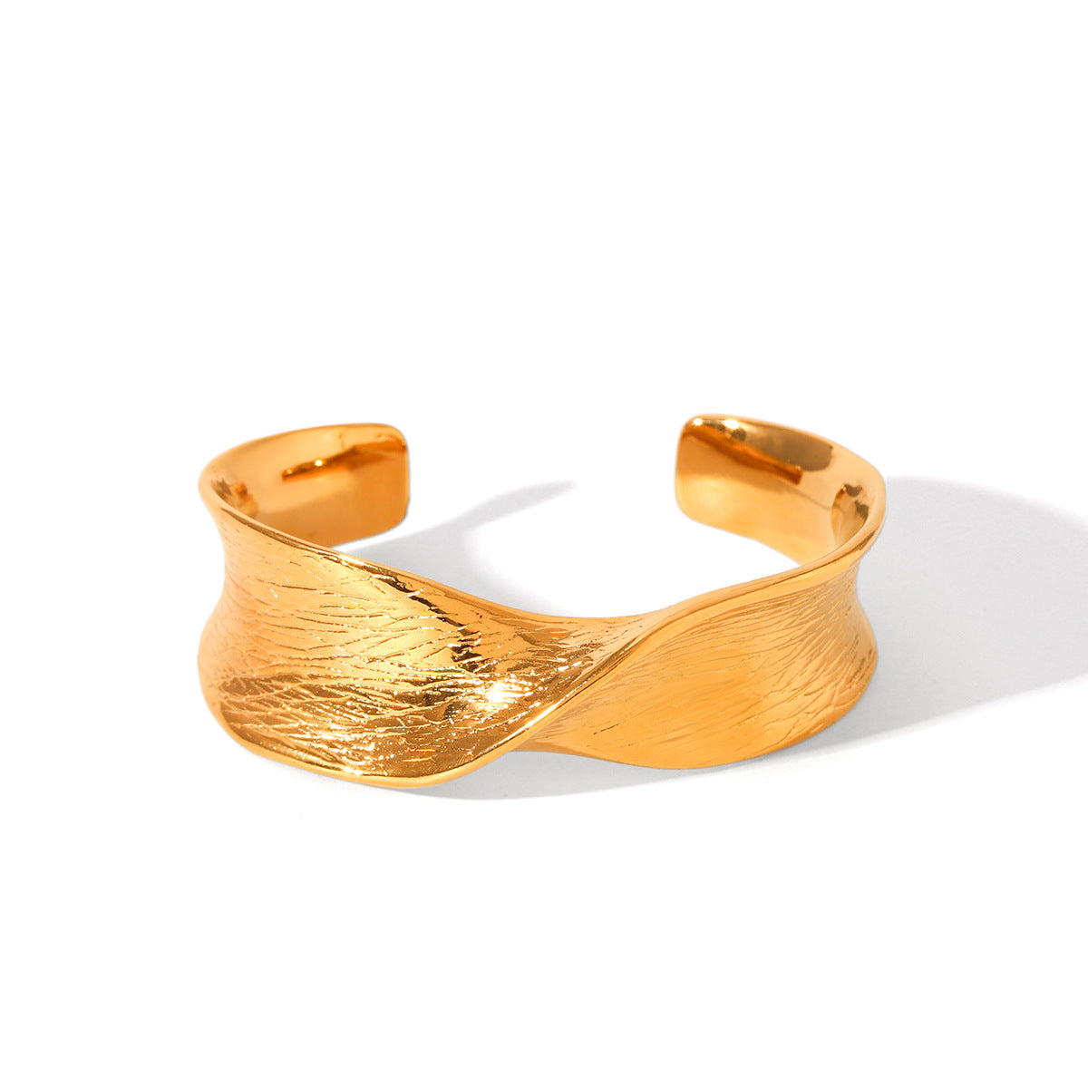 Wide-faced Bracelet, Stainless Steel Open Bracelet, Niche Design, Textured Titanium Steel Cast Bracelet
