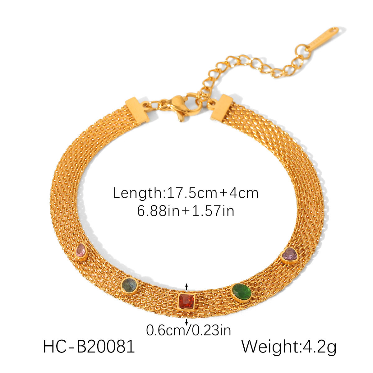 Bohemian-style Stainless Steel Bracelet with Oil-dripped Colored Zircon Hand Jewelry for Women, Non-fading Jewelry