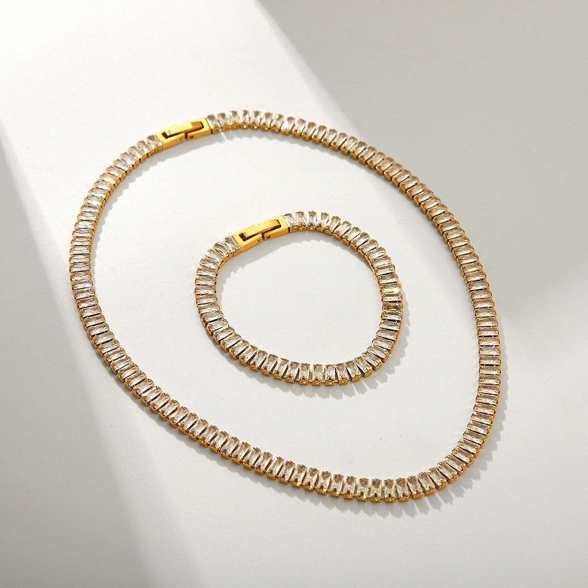 Zircon Necklace Jewelry Women's High-end Feel Easy-matching Collar Chain Full Diamond Stainless Steel Bracelet Titanium Steel Jewelry