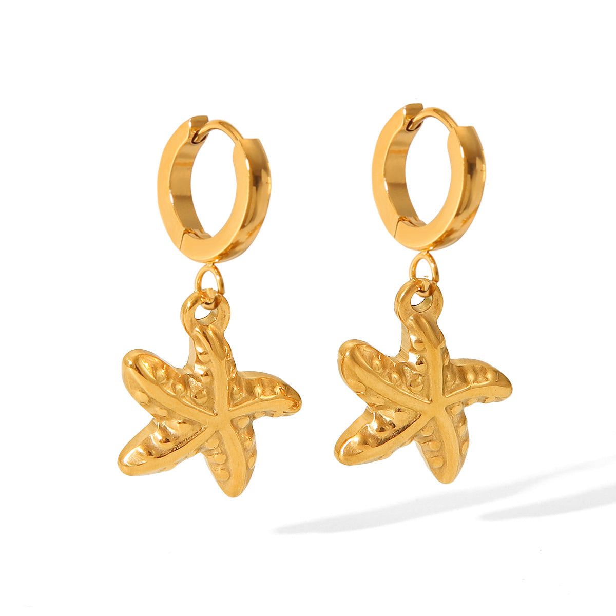 Ocean series earrings 18k gold-plated stainless steel starfish earrings for women, fashionable and versatile earrings