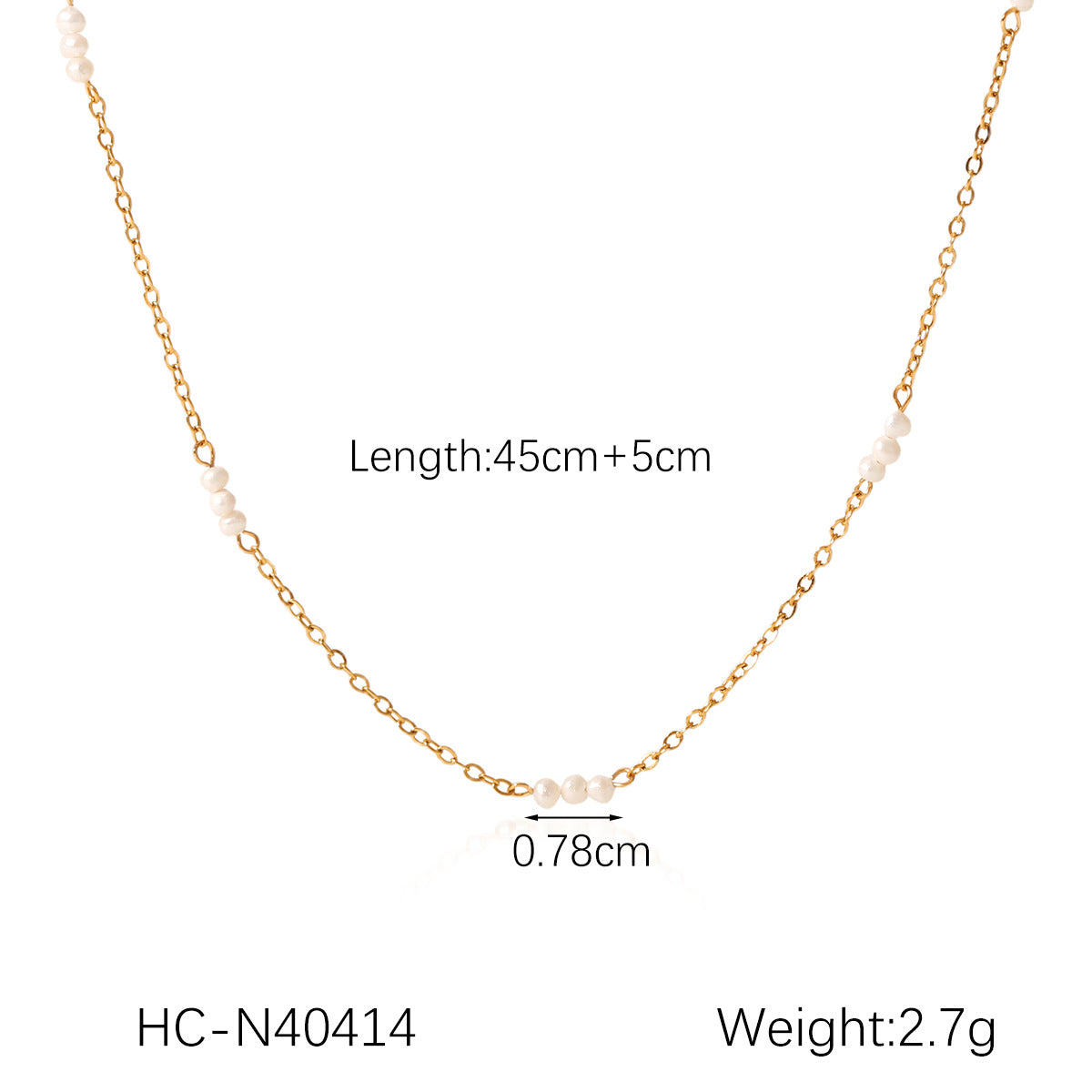 French Vintage Freshwater Pearl Necklace Women's Light Luxury Temperament Beaded Stainless Steel Clavicle Chain Non-fading Titanium Steel Necklace