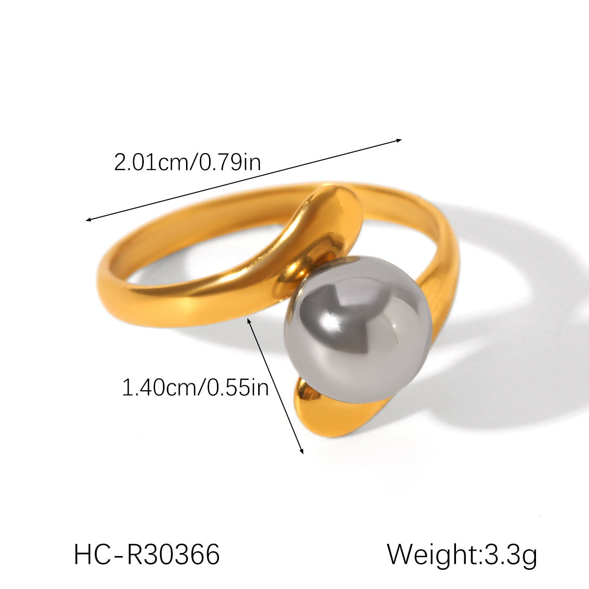 Ins-style Exaggerated Personality Stainless Steel 18K Gold-plated Ring for Women, Titanium Steel, Non-fading, High-end Hand Jewelry