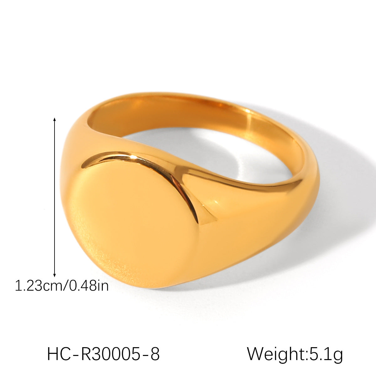 Ins-style Large Glossy 18K Gold Stainless Steel Ring for Women, Featuring Temperament, Titanium Steel, Non-fading, and High-end Hand Jewelry
