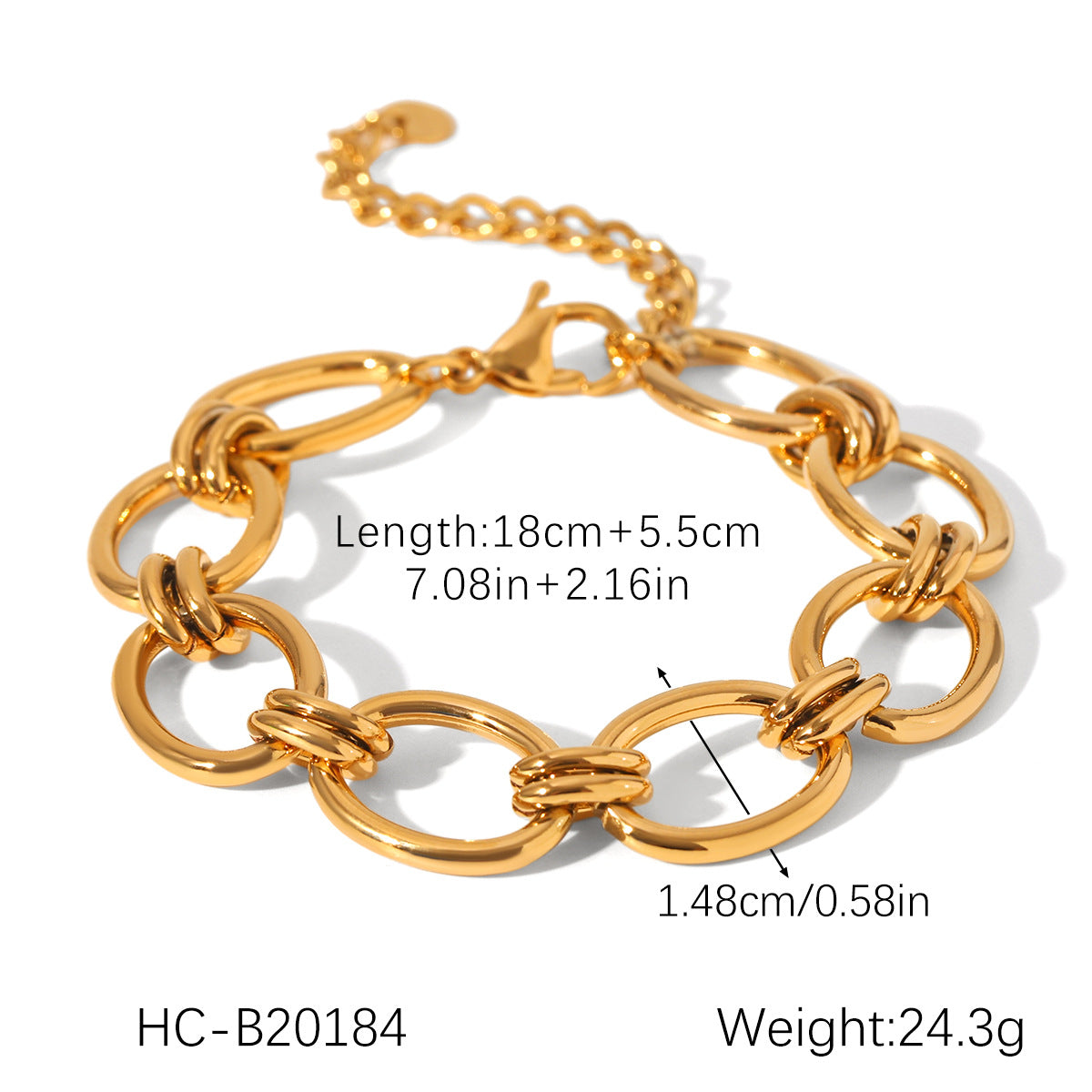 18K Gold-plated Stainless Steel Bracelet, Light Luxury and Minimalist Design, Oval Chain Size, Hand Jewelry, Ins-inspired Titanium Steel Jewelry