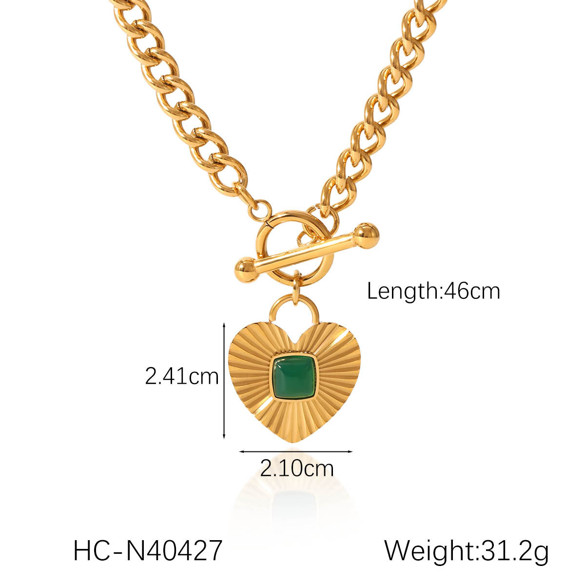 Geometric Heart-shaped Pendant Stainless Steel Diamond-encrusted Necklace Heart Pendant Cuban Chain Necklace