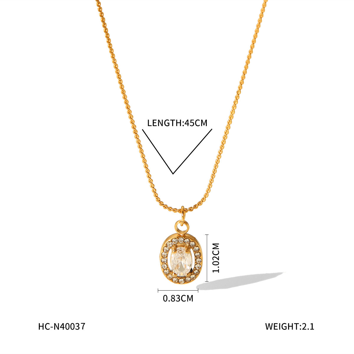18K Gold Stainless Steel Necklace Female Ins Style Fashion Personality Geometric Titanium Steel Necklace Heart Necklace