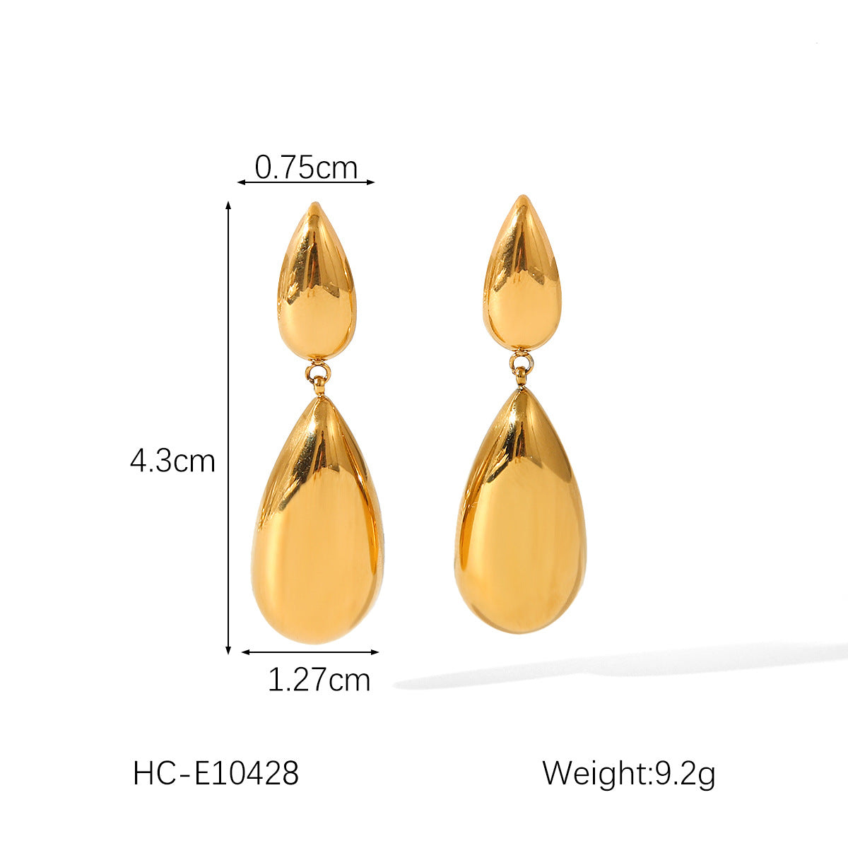 Fashionable and Personalized 18K Gold-plated Earrings, Stainless Steel Water Drop Earrings, Women's Ins-inspired High-end Earrings and Ear Jewelry