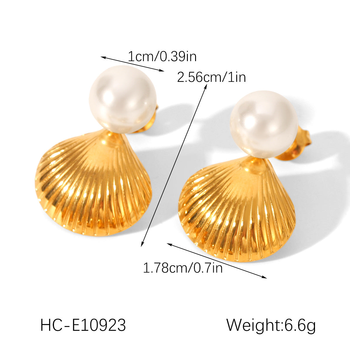 18K Gold Stainless Steel Shell Earrings, Luxurious and High-end, with Pearl Earrings and Titanium Earrings, Versatile and Easy To Match