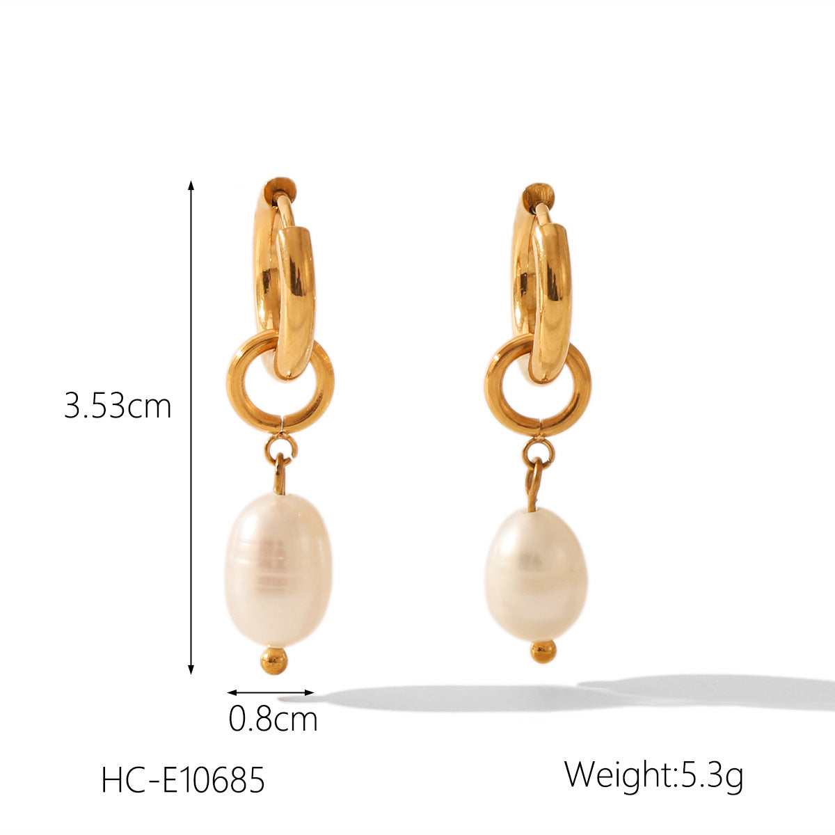 Titanium Steel Earrings with A Light Luxury Feel, Featuring Freshwater Pearls, Cross-border Stainless Steel Jewelry
