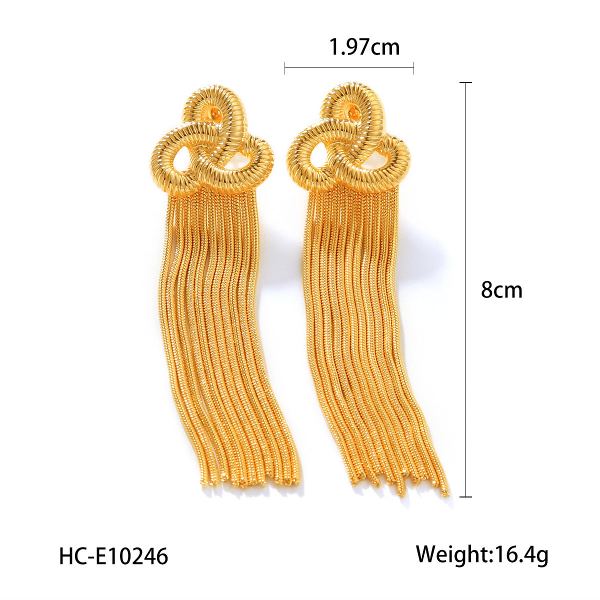 18k Gold Stainless Steel Chinese Knot Earrings with Tassel, Fashionable and Elegant Titanium Steel Earrings for Women