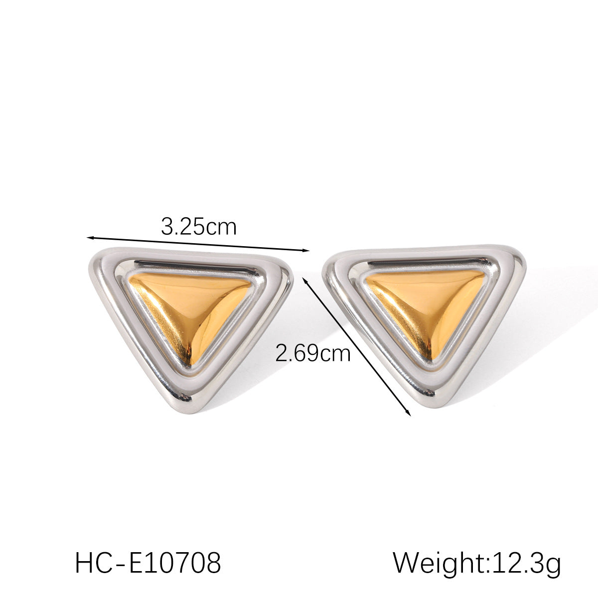 Stainless Steel Earrings, Gold and Silver Color-block, Glossy Geometric Texture, Stud Earrings, Sun-shaped Five-pointed Star Earrings for Women