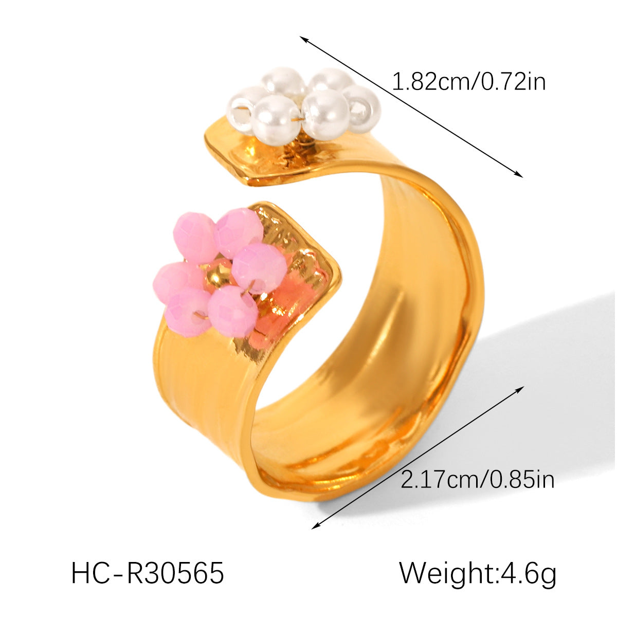 Pearl Ring, Niche Design, Hand Jewelry, Titanium Steel Open Ring, Women's Non-fading Flower Stainless Steel Finger Ring