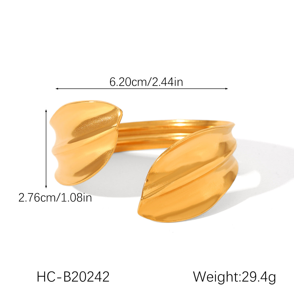 INS-style Stainless Steel Bracelet, 18K Gold-plated Open Bracelet, Non-fading Titanium Steel Bracelet for Women, High-end Hand Jewelry
