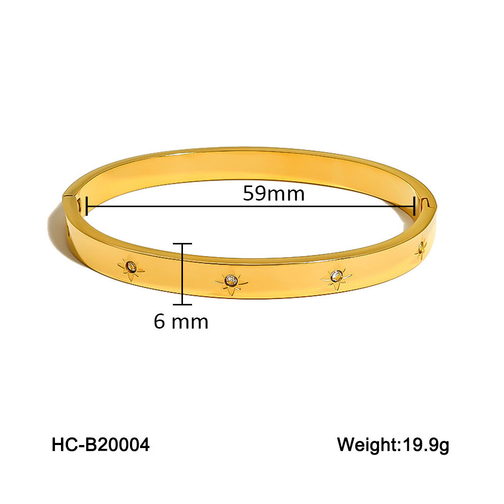 New Stainless Steel Buckle Bracelet for Women, Fashionable and Versatile, Made of Titanium Steel with A High-end Feel, Non-fading, Diamond-encrusted, Ins-inspired
