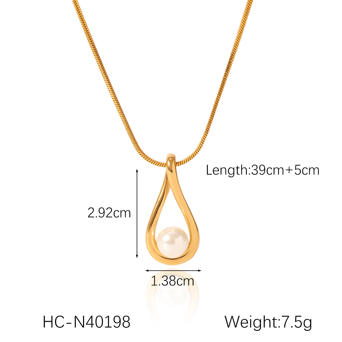 Stainless Steel Hollowed-out Water Droplet Pearl Pendant Necklace for Women, Elegant Clavicle Chain, High-end Titanium Steel Necklace