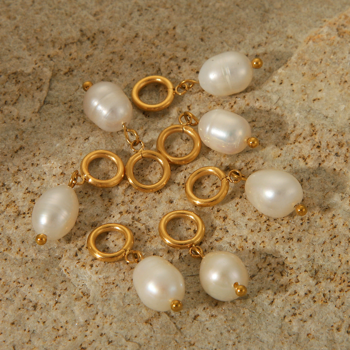Light Luxury and High-end Freshwater Pearl Stainless Steel Gold-plated Pendant DIY Earrings Necklace Jewelry Accessories