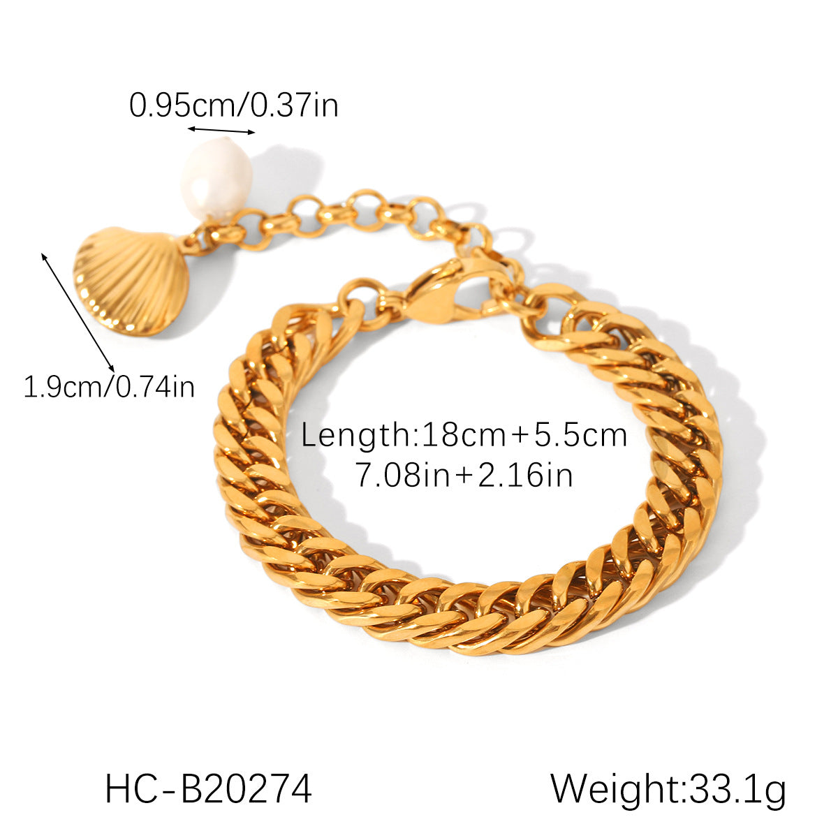 Stainless Steel 18K Gold-plated Bracelet, Non-fading, with Paperclip Chain Spacing, Freshwater Pearl Bracelet, Jewelry