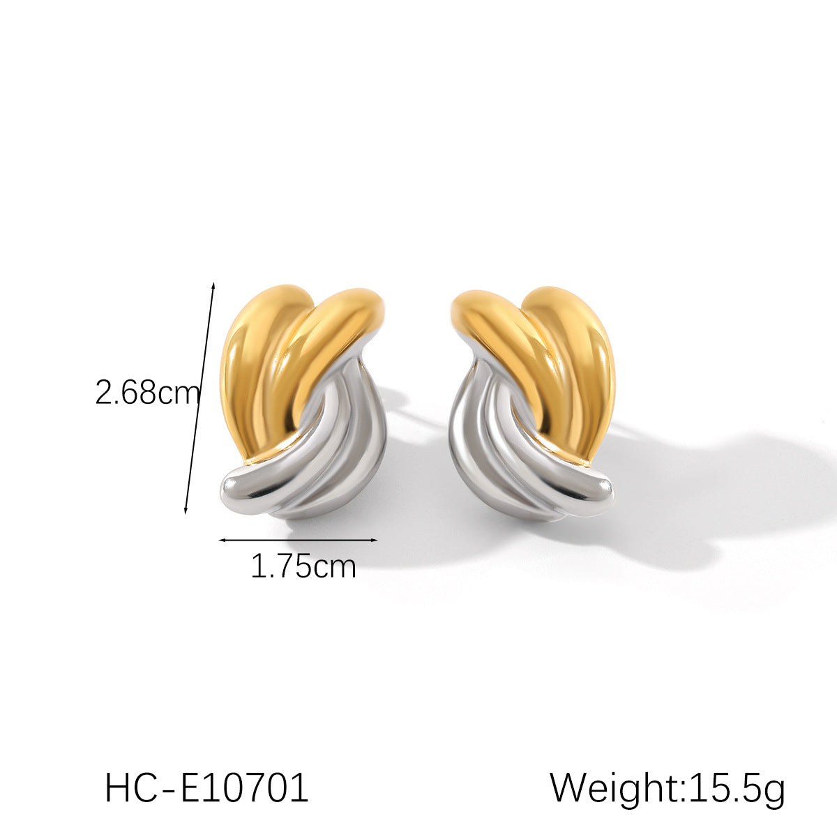 Stainless Steel Earrings, Gold and Silver Color-block, Glossy Geometric Texture, Stud Earrings, Sun-shaped Five-pointed Star Earrings for Women