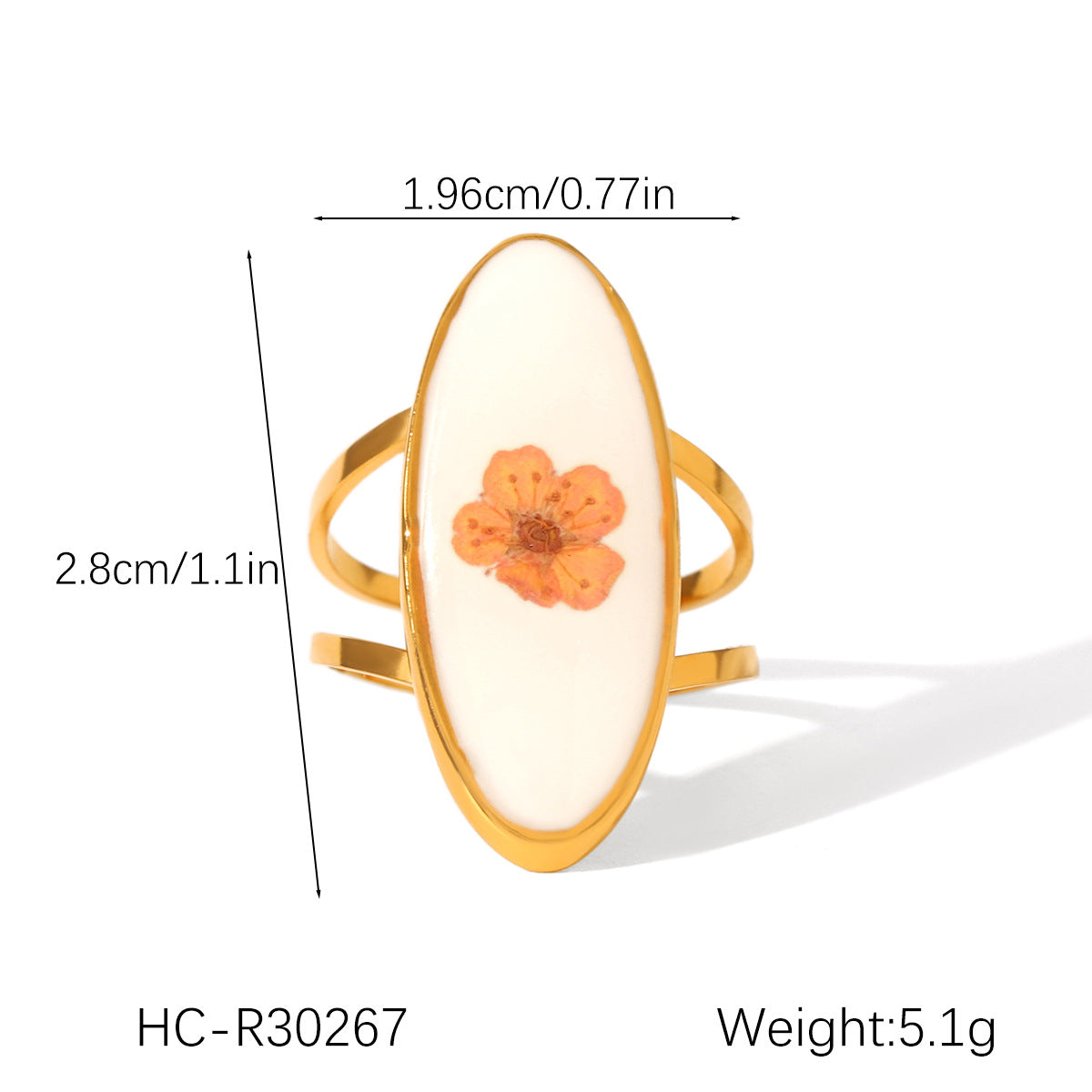Stainless Steel Ring, Green Flower Daisy, Eternal Flower Ring, Titanium Steel, Non-fading, Finger Ring