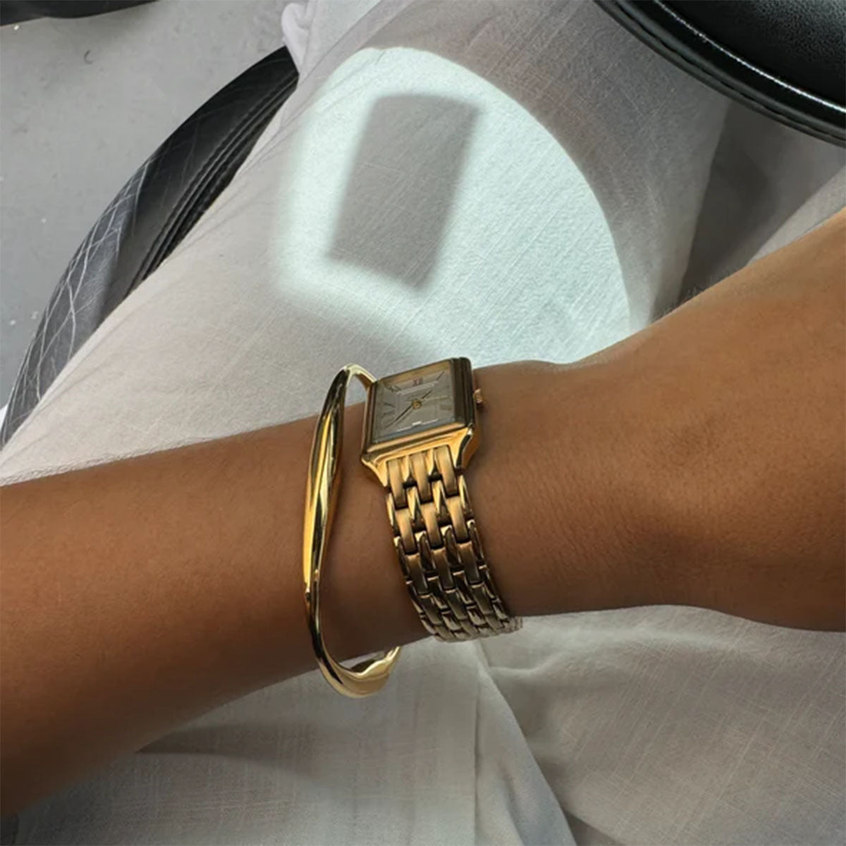 Stainless Steel Fashionable and Versatile Bracelet, Geometric Irregular Titanium Steel Bracelet for Women, Inspired By Instagram