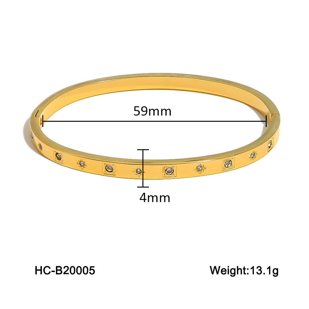 New Stainless Steel Buckle Bracelet for Women, Fashionable and Versatile, Made of Titanium Steel with A High-end Feel, Non-fading, Diamond-encrusted, Ins-inspired