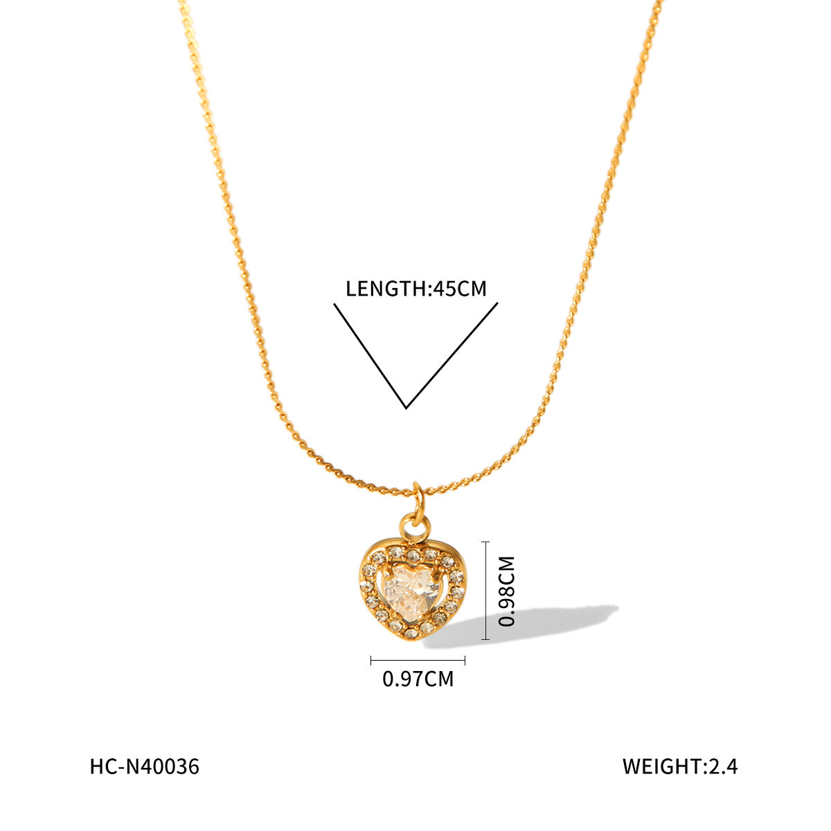 18K Gold Stainless Steel Necklace Female Ins Style Fashion Personality Geometric Titanium Steel Necklace Heart Necklace