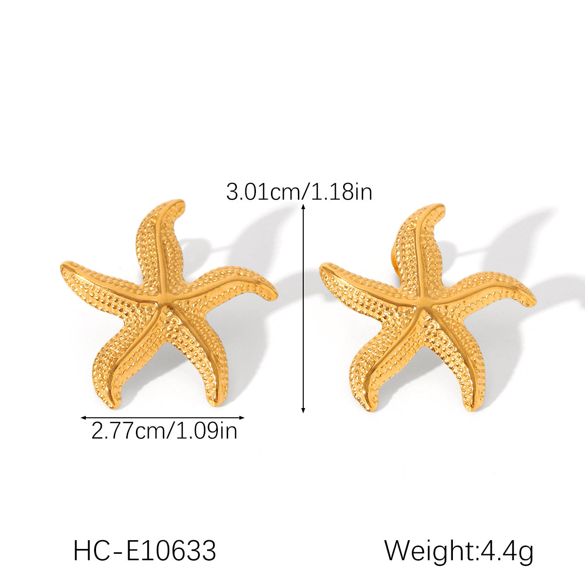 Ocean Wind Stainless Steel Diamond-encrusted Seahorse Earrings, Non-fading, Niche, High-end, Titanium Steel Starfish Earrings