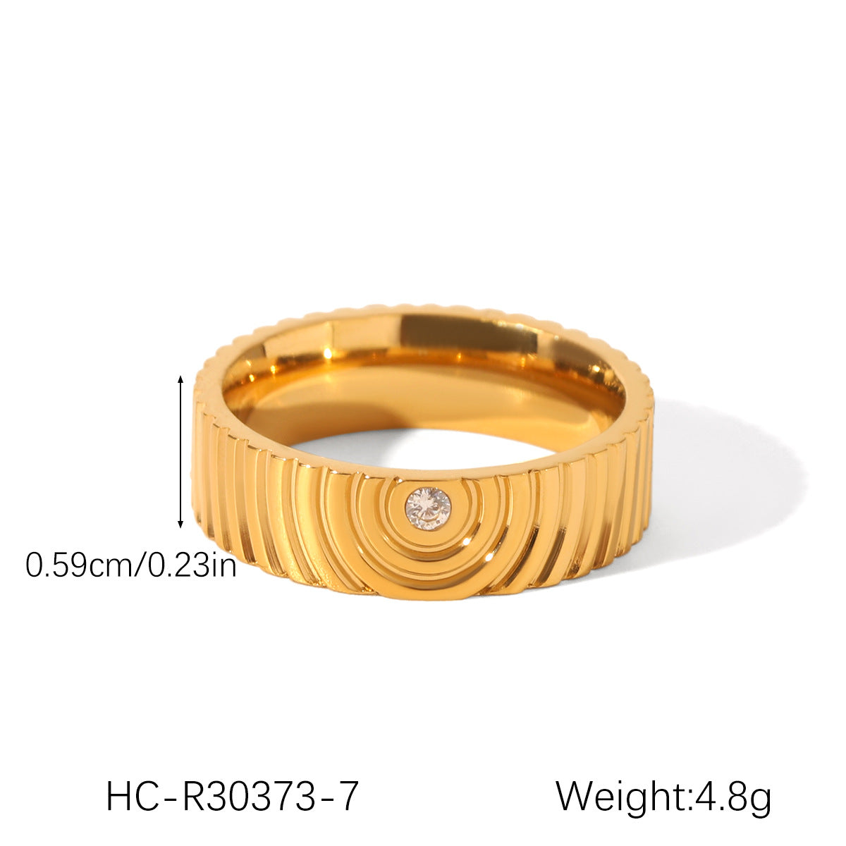 18K Gold Stainless Steel Open Ring Inlaid with Zircon, High-end, Non-fading, Finger Ring, Titanium Steel Jewelry