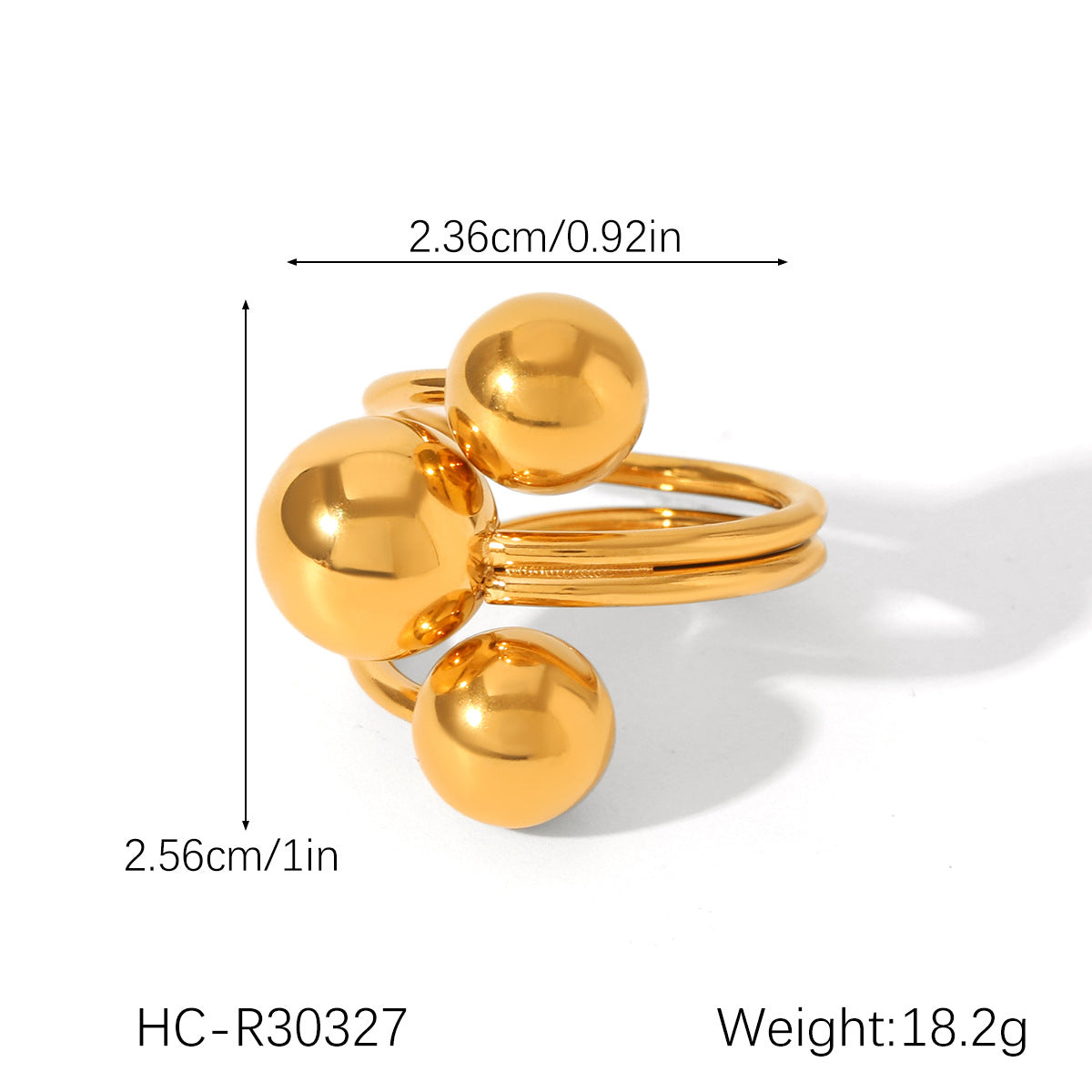 Ins-style Exaggerated Personality Stainless Steel 18K Gold-plated Ring for Women, Titanium Steel, Non-fading, High-end Hand Jewelry