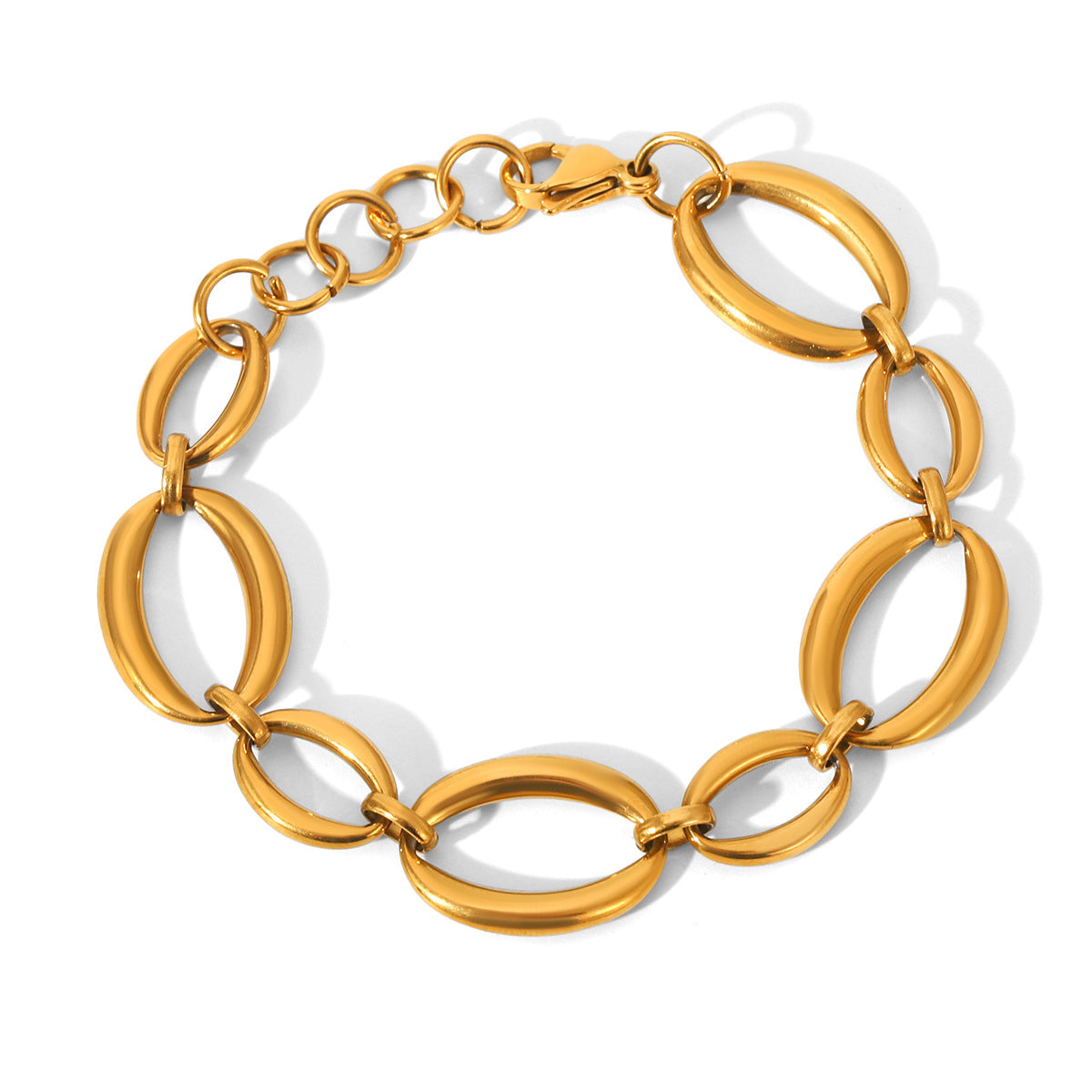 18K Gold-plated Stainless Steel Bracelet, Light Luxury and Minimalist Design, Oval Chain Size, Hand Jewelry, Ins-inspired Titanium Steel Jewelry
