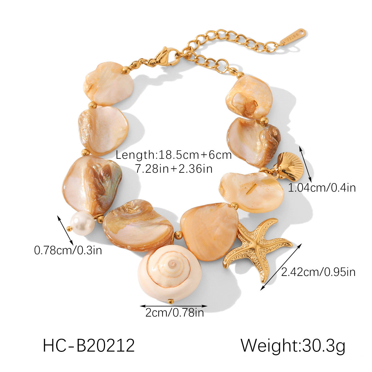 Seaside Vacation Style Jewelry, Stainless Steel Bracelet, Versatile and Light Luxury Titanium Steel Jewelry, Shell Bracelet