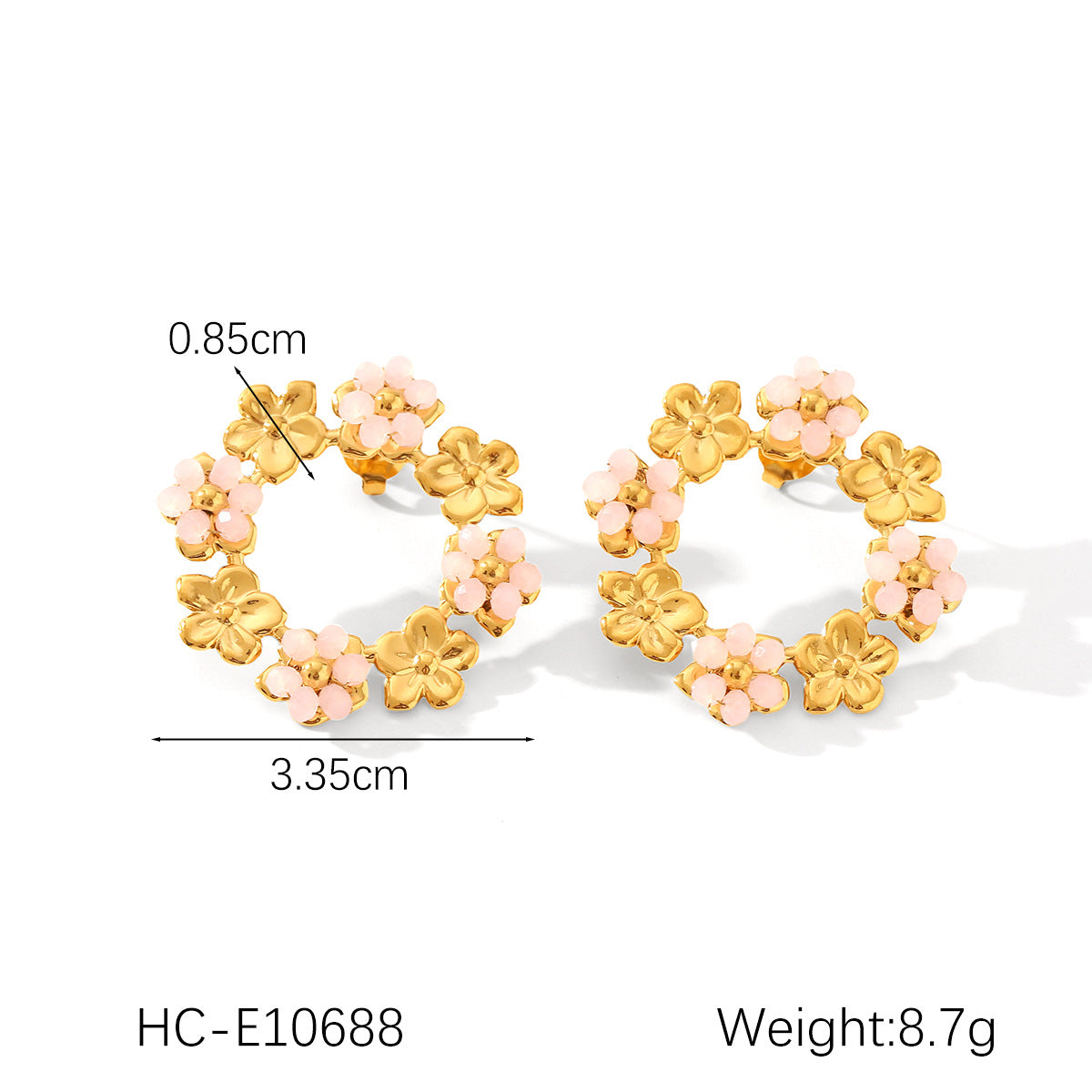 Flower earrings, 18K gold stainless steel, butterfly design with zircon, pearl drop earrings, women's flower garland earrings