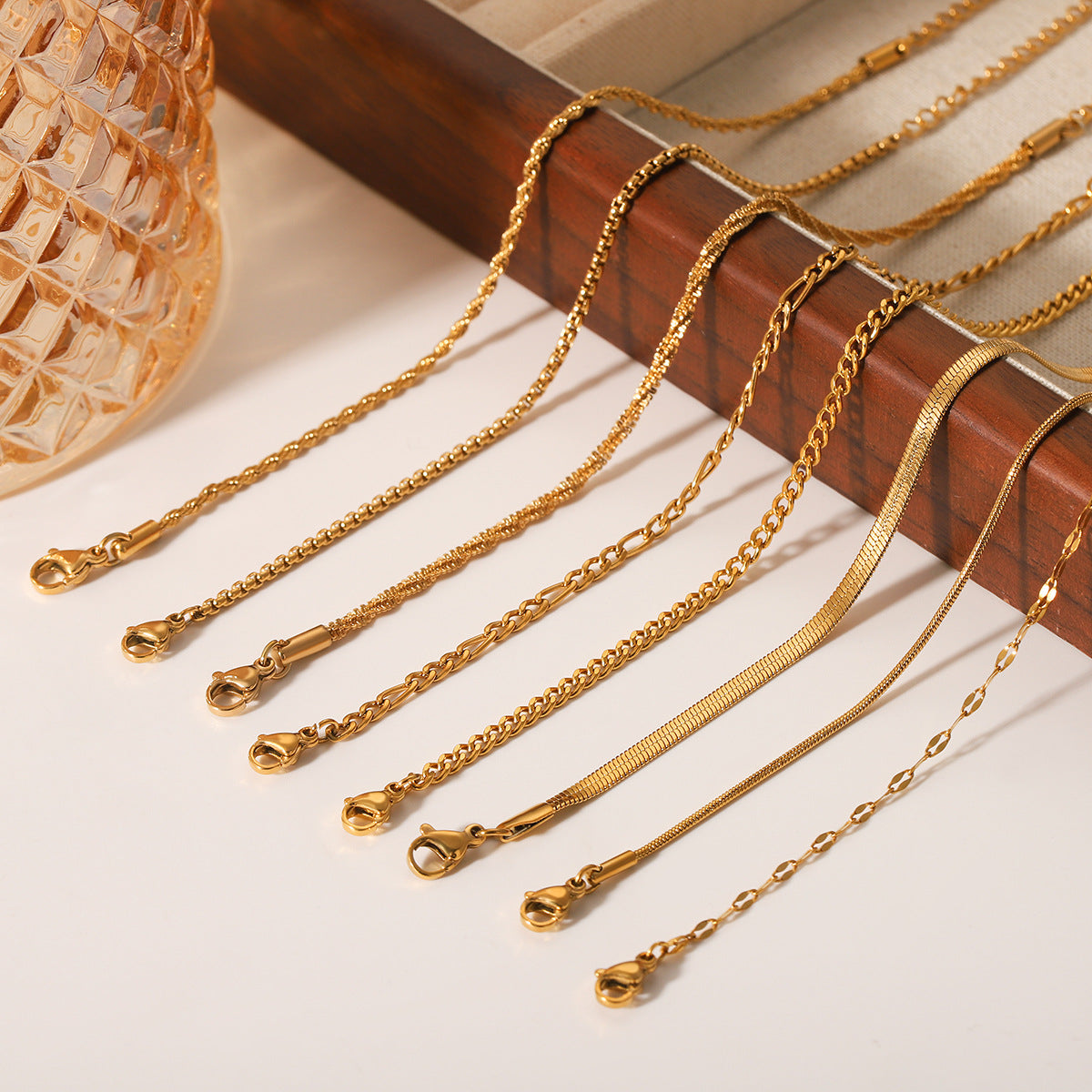 Stainless Steel Bracelet, Fried Dough Twists Chain, Blade Chain, Figaro Chain, Snake Bone Chain, Cross-border Titanium Steel Jewelry